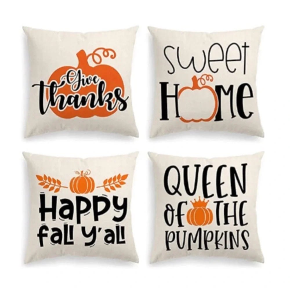Give Thanks Autumn Fall Pillow Cover Decor